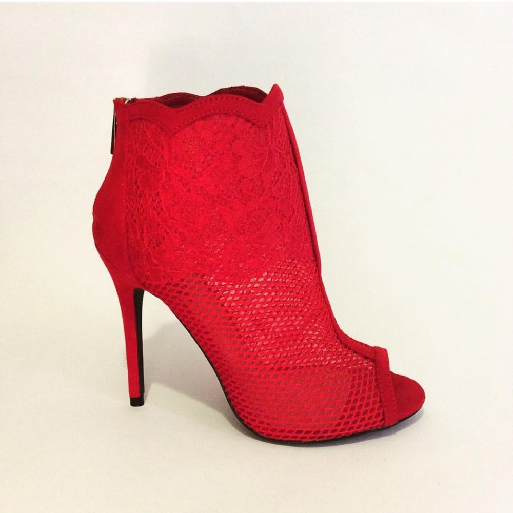 Red Lace Bootie